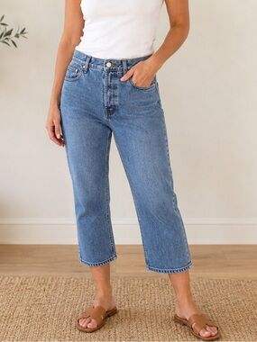 GAP Vintage Classic Boy Fit High Rise Y2K Jeans Light Blue Wash  Denim Cropped 8